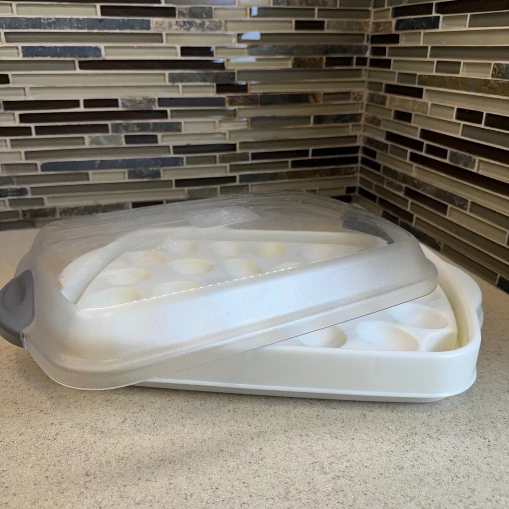 Pampered Chef Chillzanne Rectangle Server 2781 Egg Tray/ Veggie Platter Complete